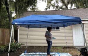 Getting the feel of the 10x10 ft tent that I will use at the holiday vendor market in November 2025.
